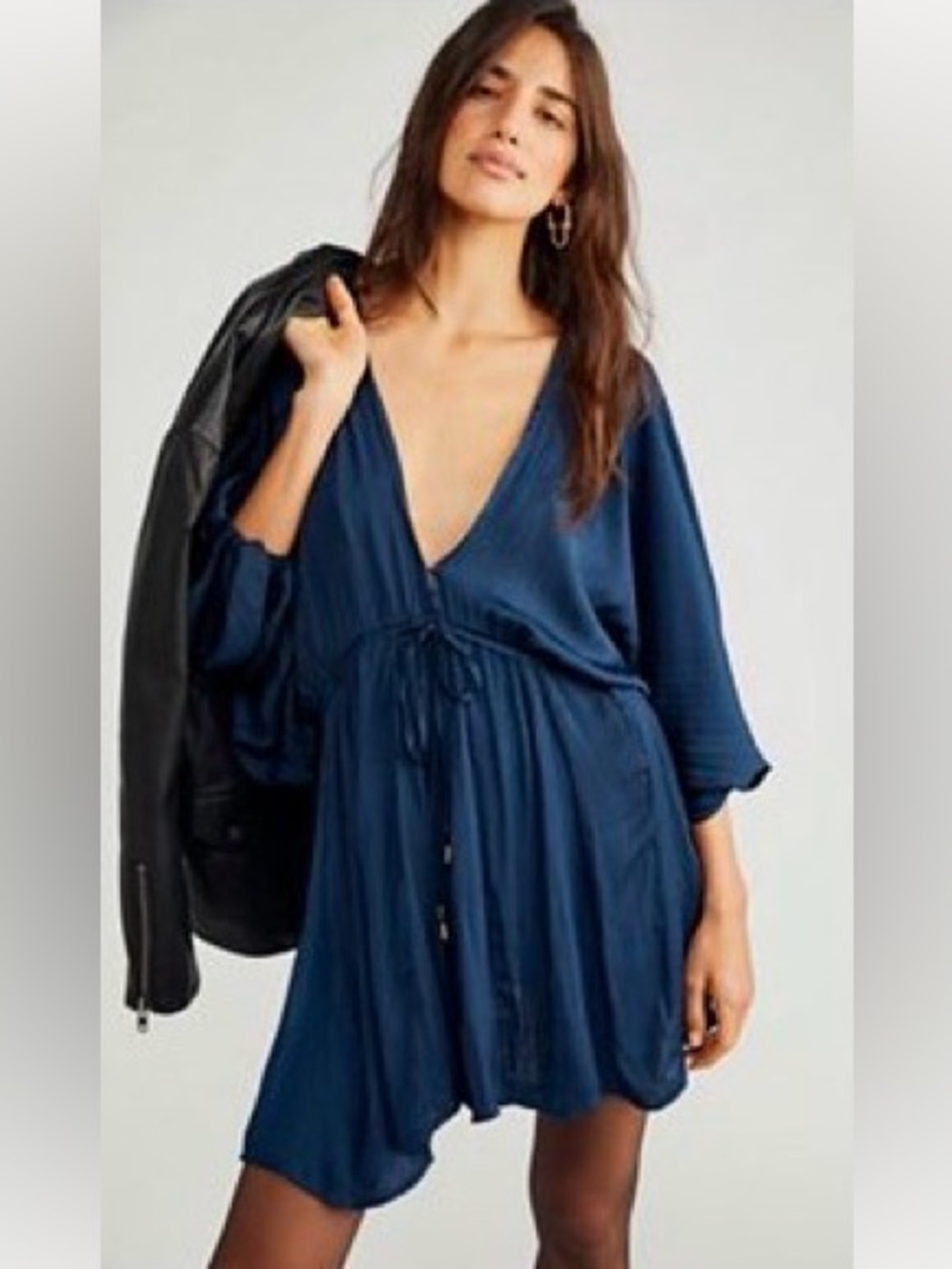 Free People Arzel Mini Dress in Deep Blue